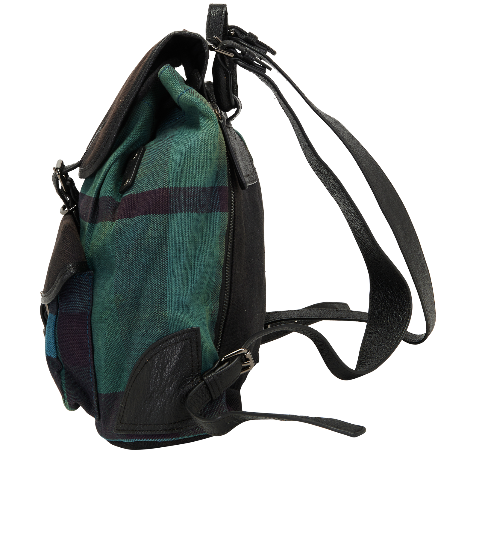Nova Check Backpack, &pound;175, Handbags, Black/Blue/Green, Canvas, Bottom view